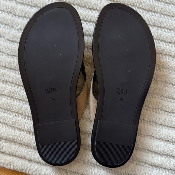 Zara Flat Split Suede Sandal with Metal Embellishment - Picture 5 of 5